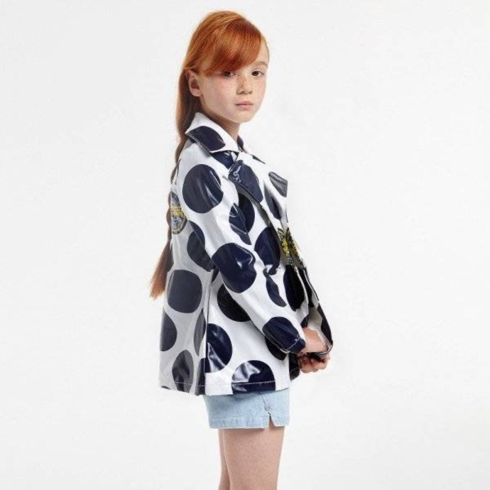 Kenzo Navy and White Polka Dot Raincoat y.